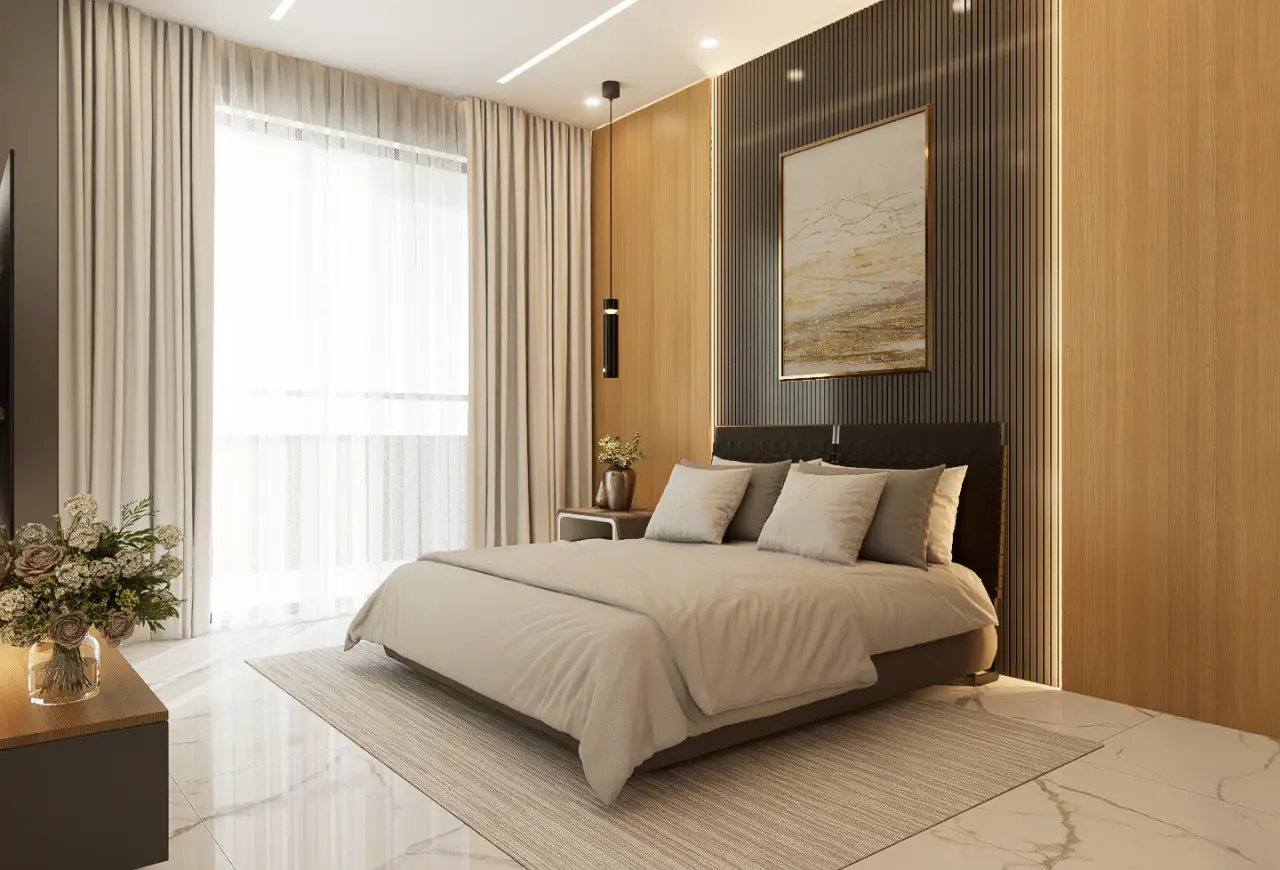 Rendered bedroom at The Aseda Village
