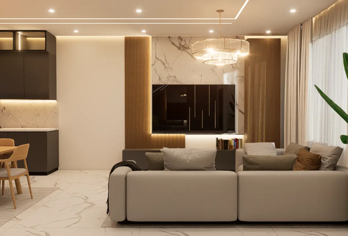 Rendered living space at The Aseda Village